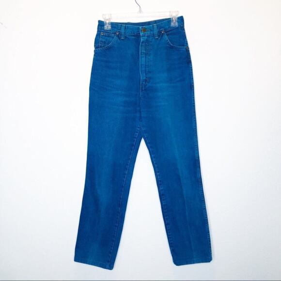 VINTAGE Wrangler Blue Dye High Waist Rigid Cotton Straight Denim Jeans - Picture 1 of 12